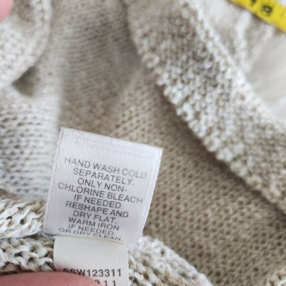 J.‎ Jill Pure Jill Size Large Beige Open-Knit Sweater Cowl Neck 3/4 Sleeve Beach - Picture 10 of 12